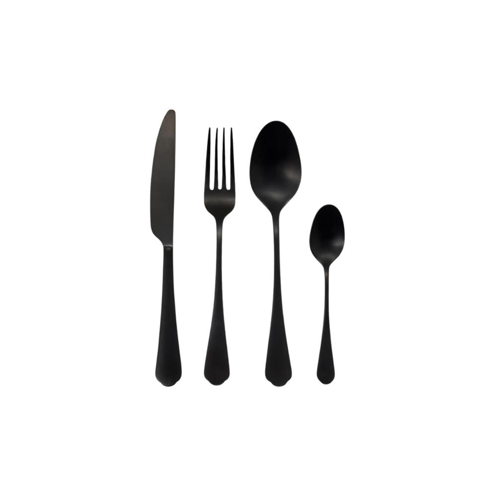 Jenna Clifford Modera Satin Black Cutlery Set 16 Piece.