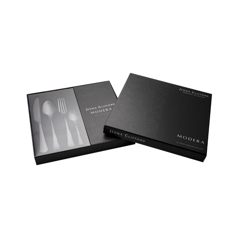 Jenna Clifford Modera Satin Black Cutlery Set 16 Piece.