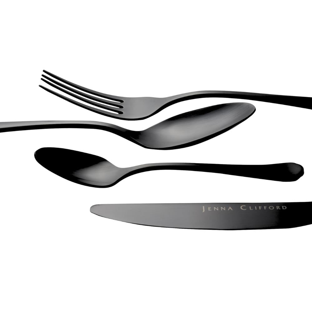 Jenna Clifford Modera Satin Black Cutlery Set 16 Piece.