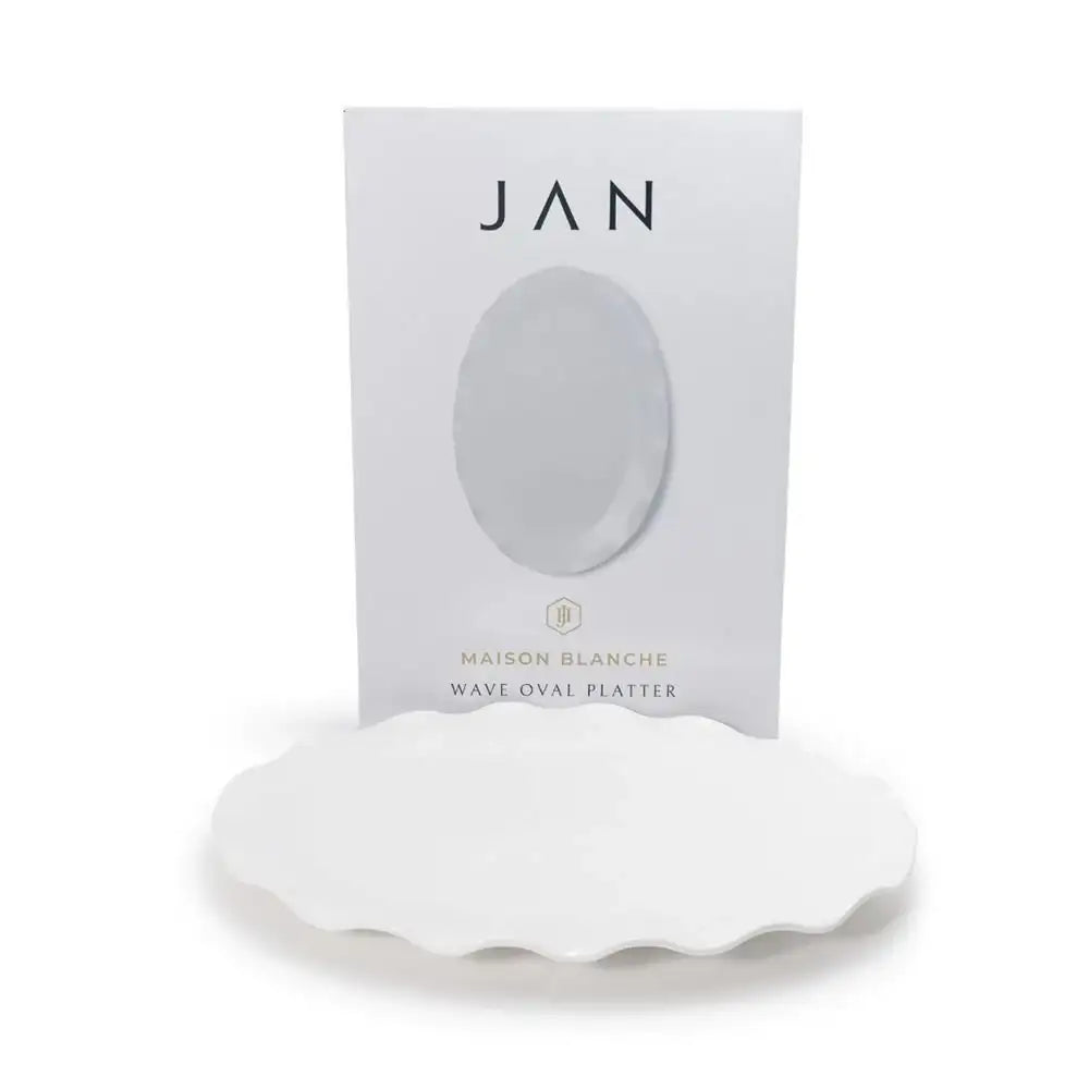 Wave oval platter with packaging displaying 'JAN' and 'Maison Blanche' on a white background