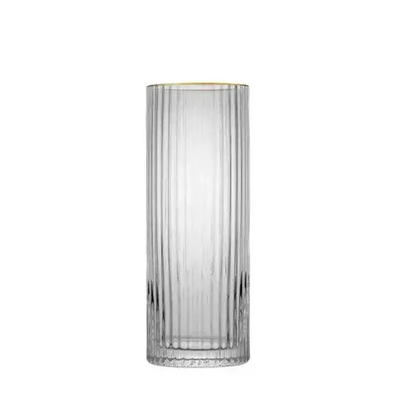 Clear Hi Ball glass with ribbed texture on a white background