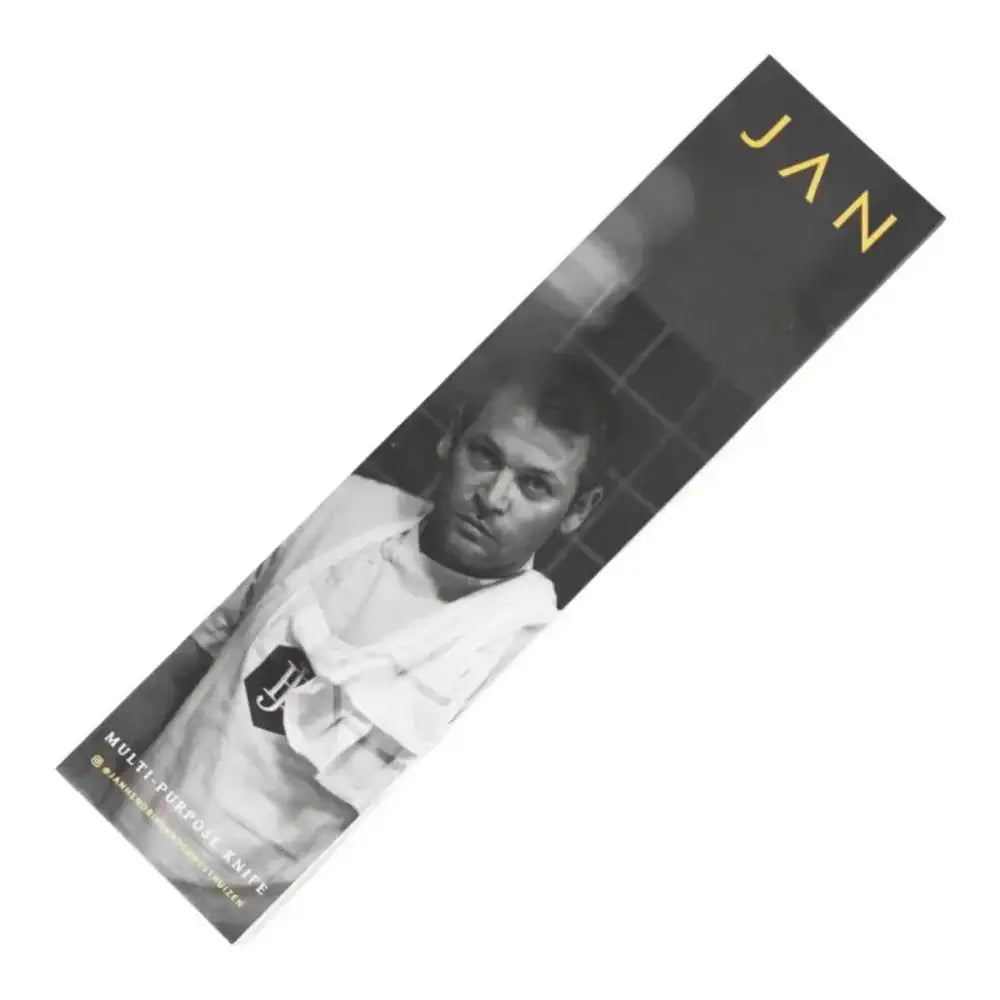 Product packaging with a person in a martial arts uniform and 'JAN' branding.
