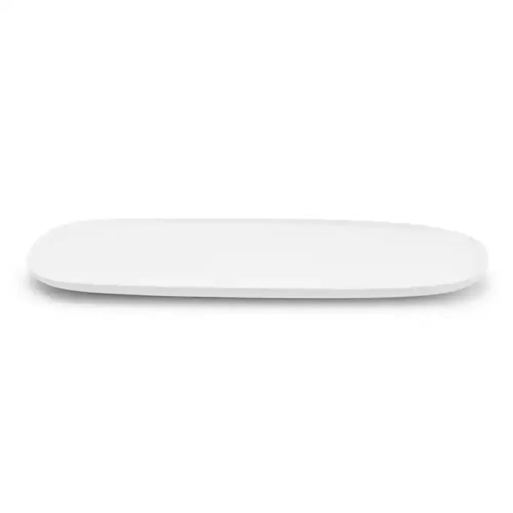 White oval plate on a white background