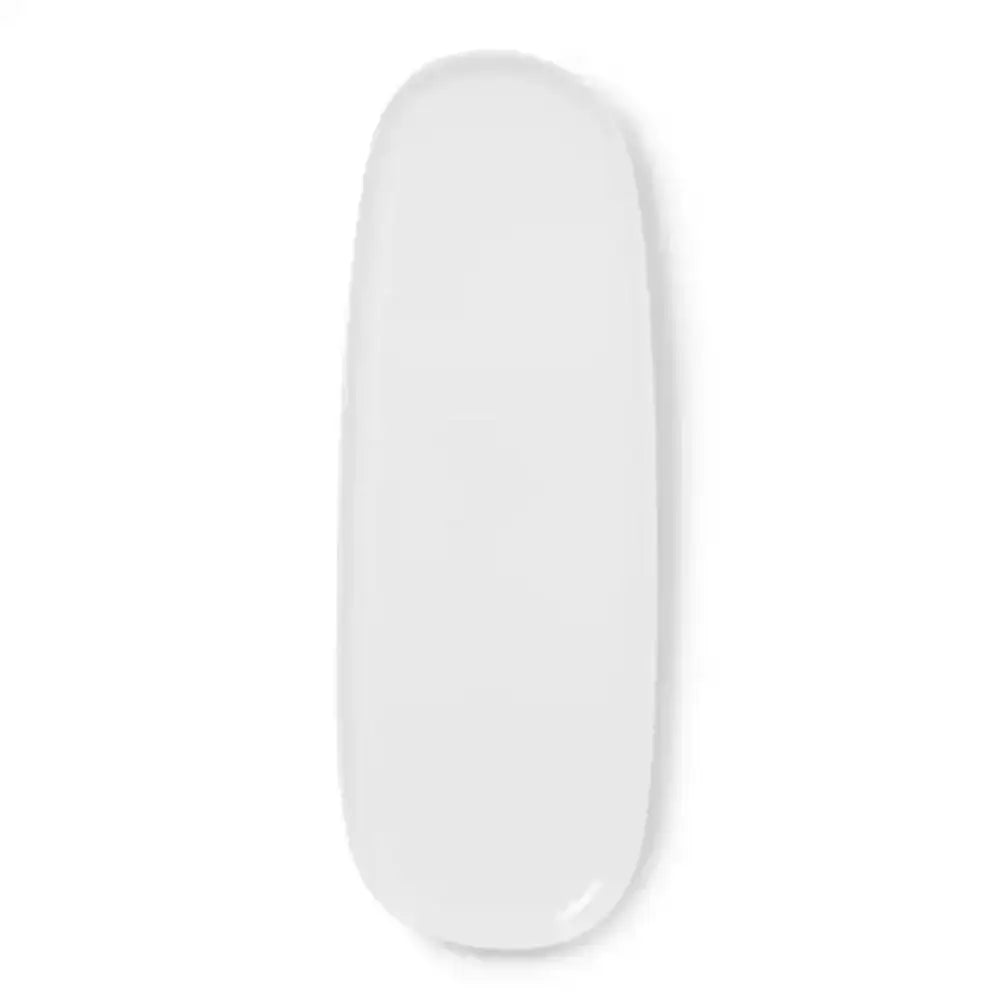 White oval object on a light gray background
