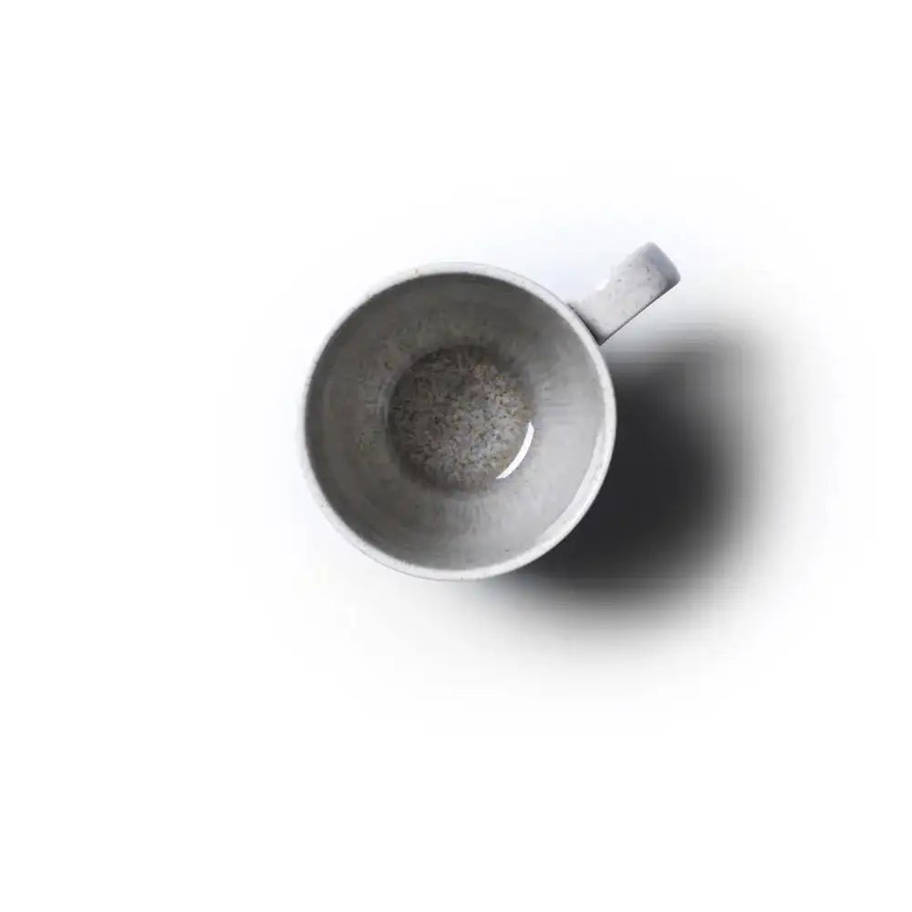 Gray ceramic cup on a white background