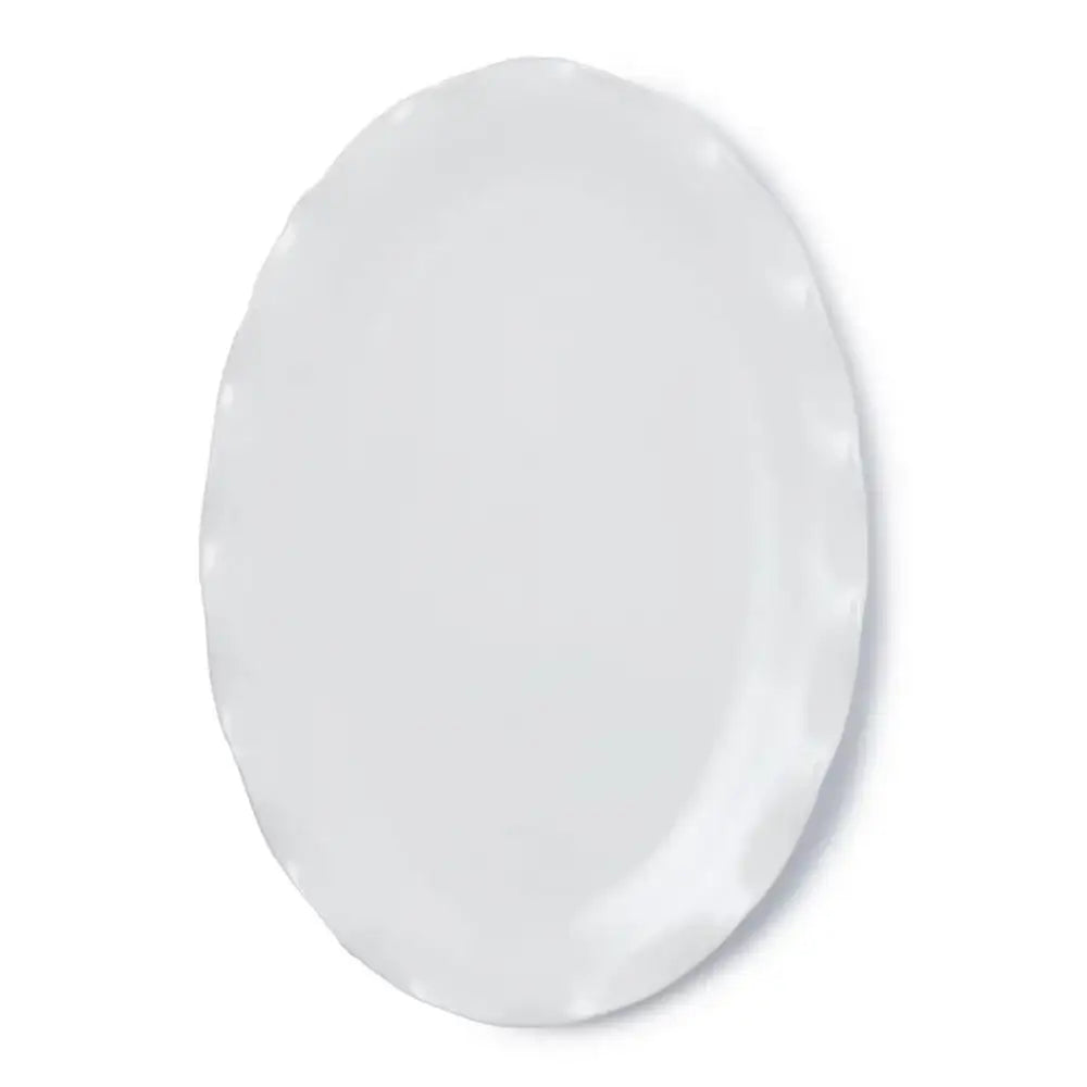 White oval plate on a white background