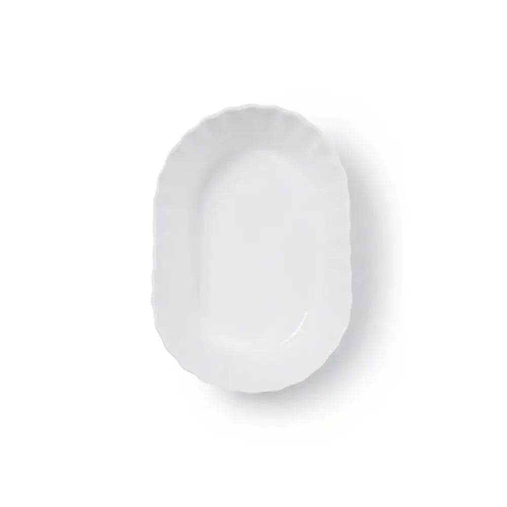 White ceramic plate on a white background