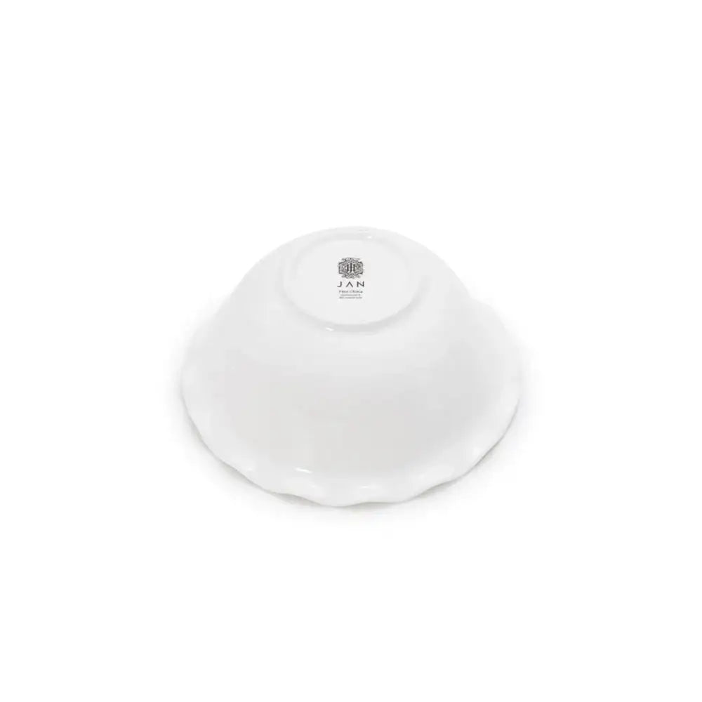White bowl with 'JAN' branding on a white background