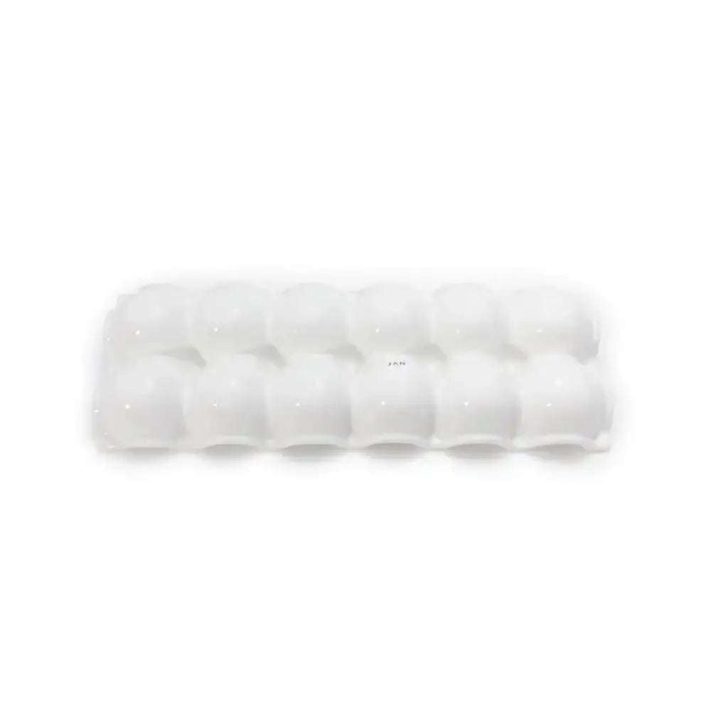 White rectangular egg tray on a white background