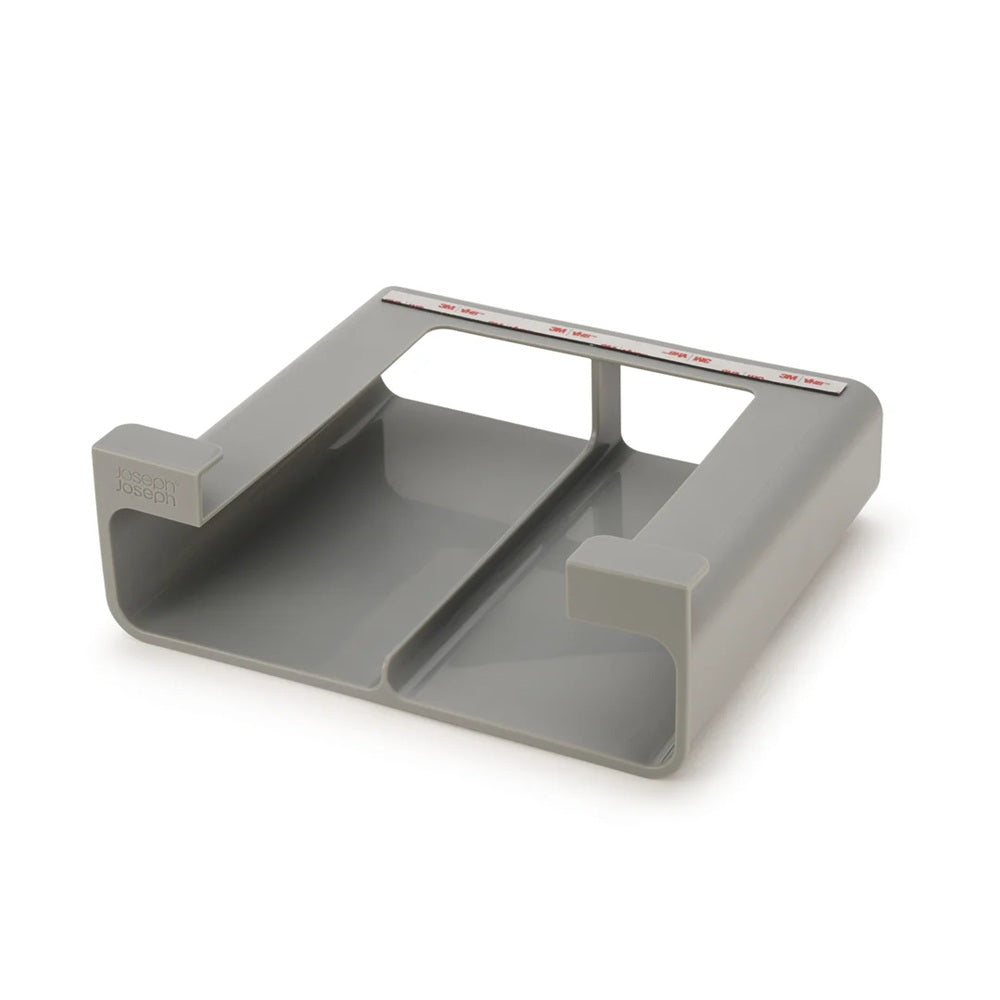 Gray desk organizer with a handle on a white background