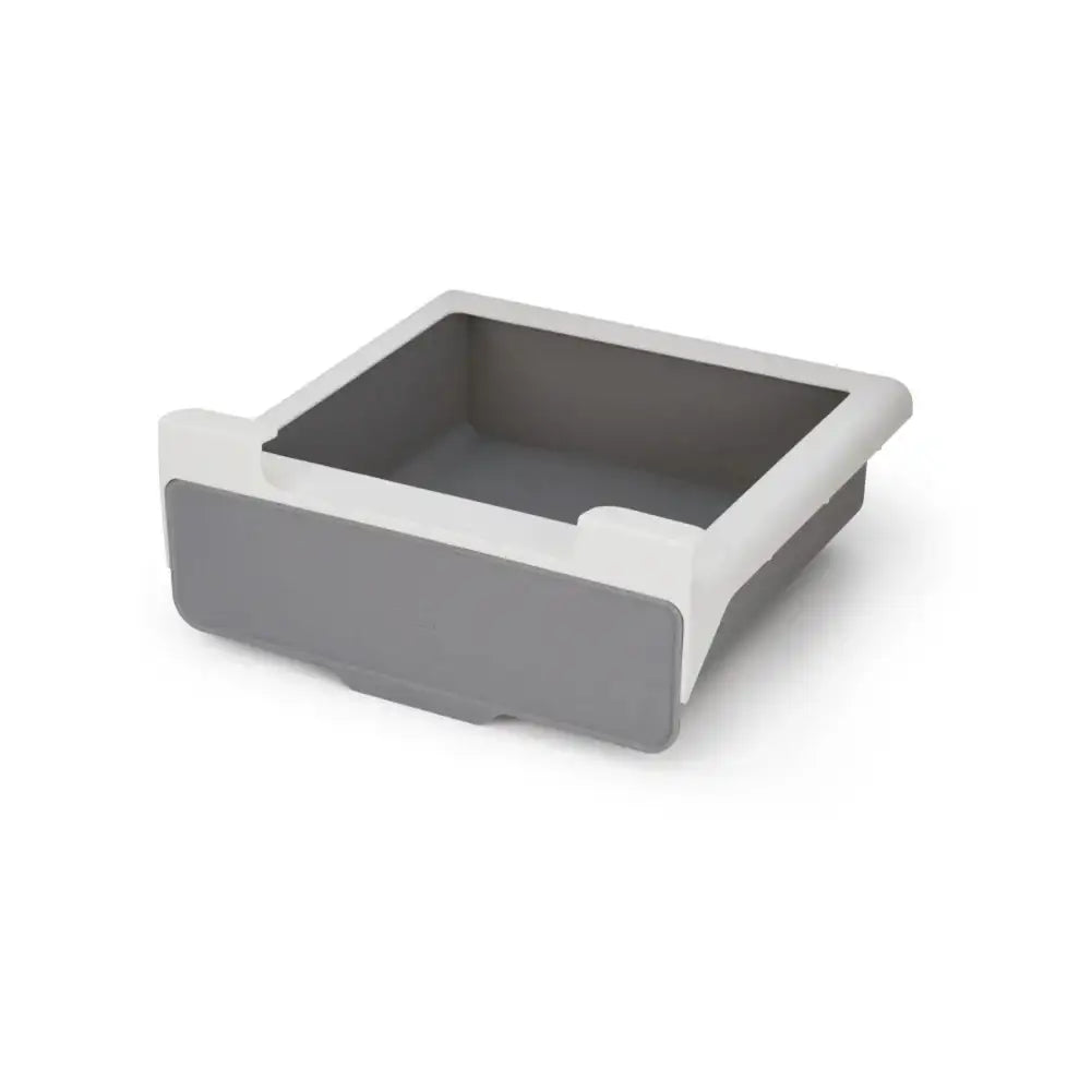 Gray and white rectangular container on a white background