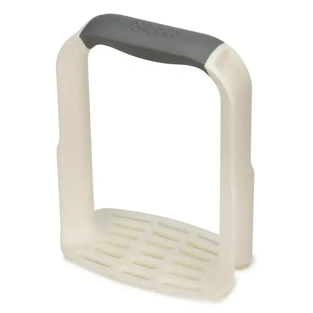 White and gray potato masher with 'Joseph' branding on a white background