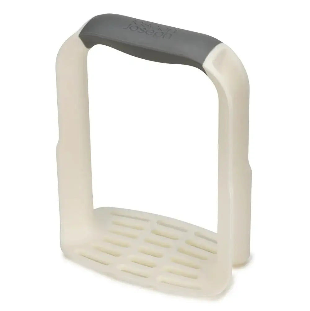 White and gray potato masher with 'Joseph' branding on a white background
