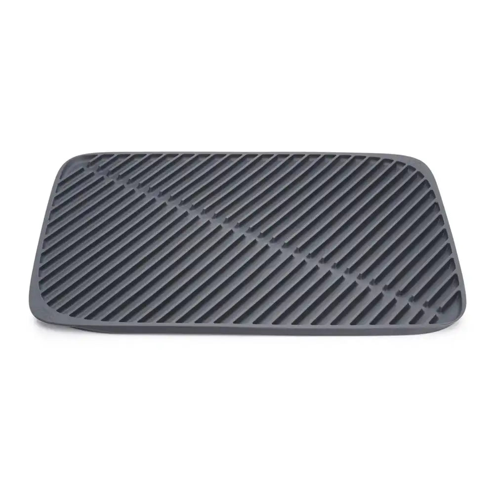 Gray rubber mat with textured surface on a white background