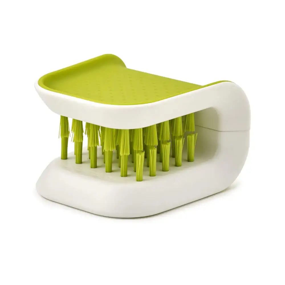 Green and white scrubber on a white background