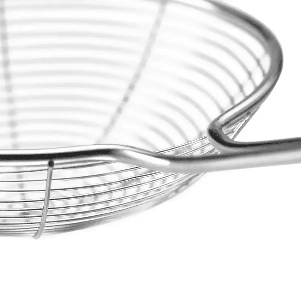 Close-up of a metal wire basket on a white background