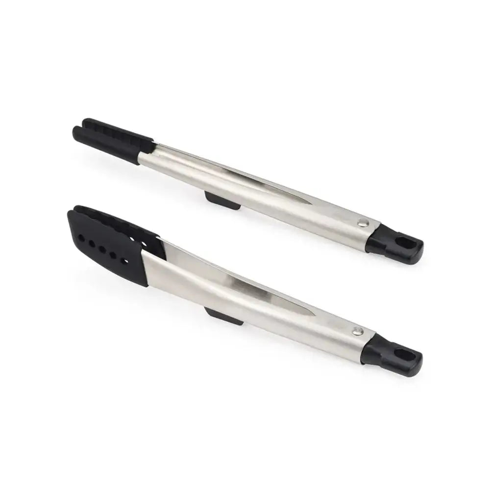 Two metal tools with black ends on a white background