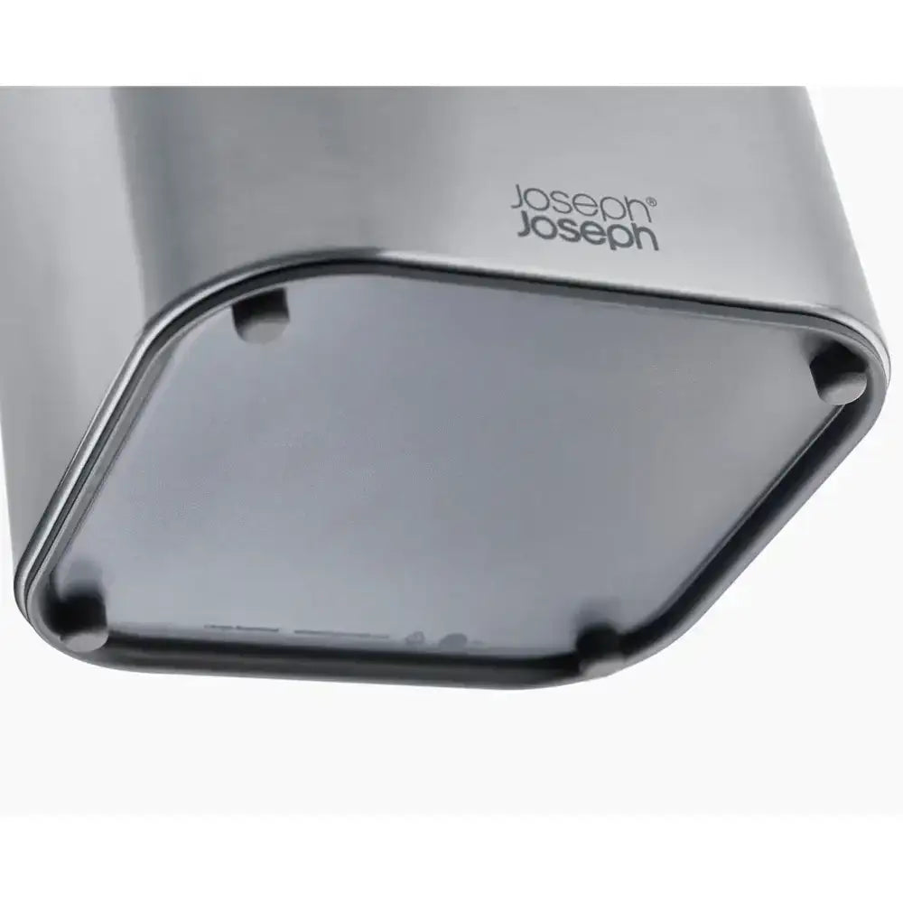 Close-up of a metallic kitchen tool with 'Joseph Joseph' branding on a white background