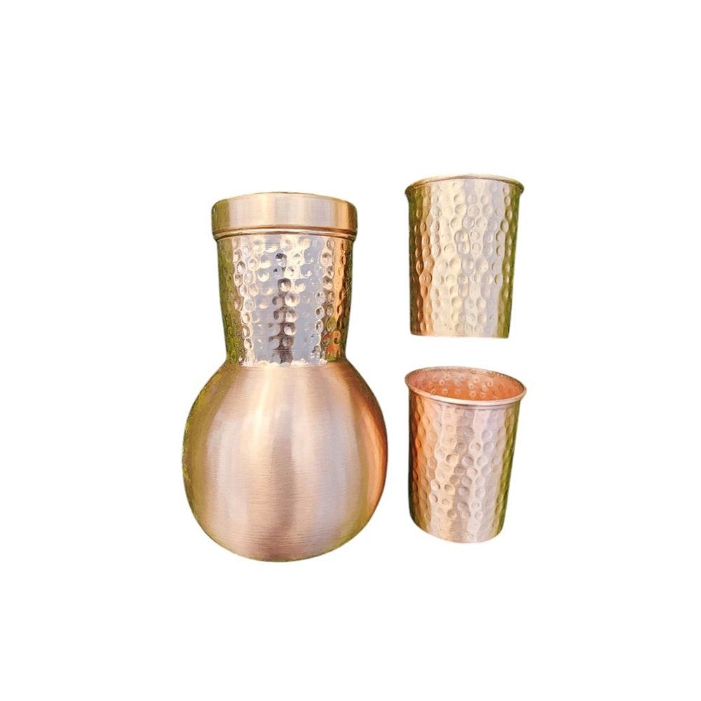 Just Copper Dimple Copper Matka Jug and Cup Set 1.5L