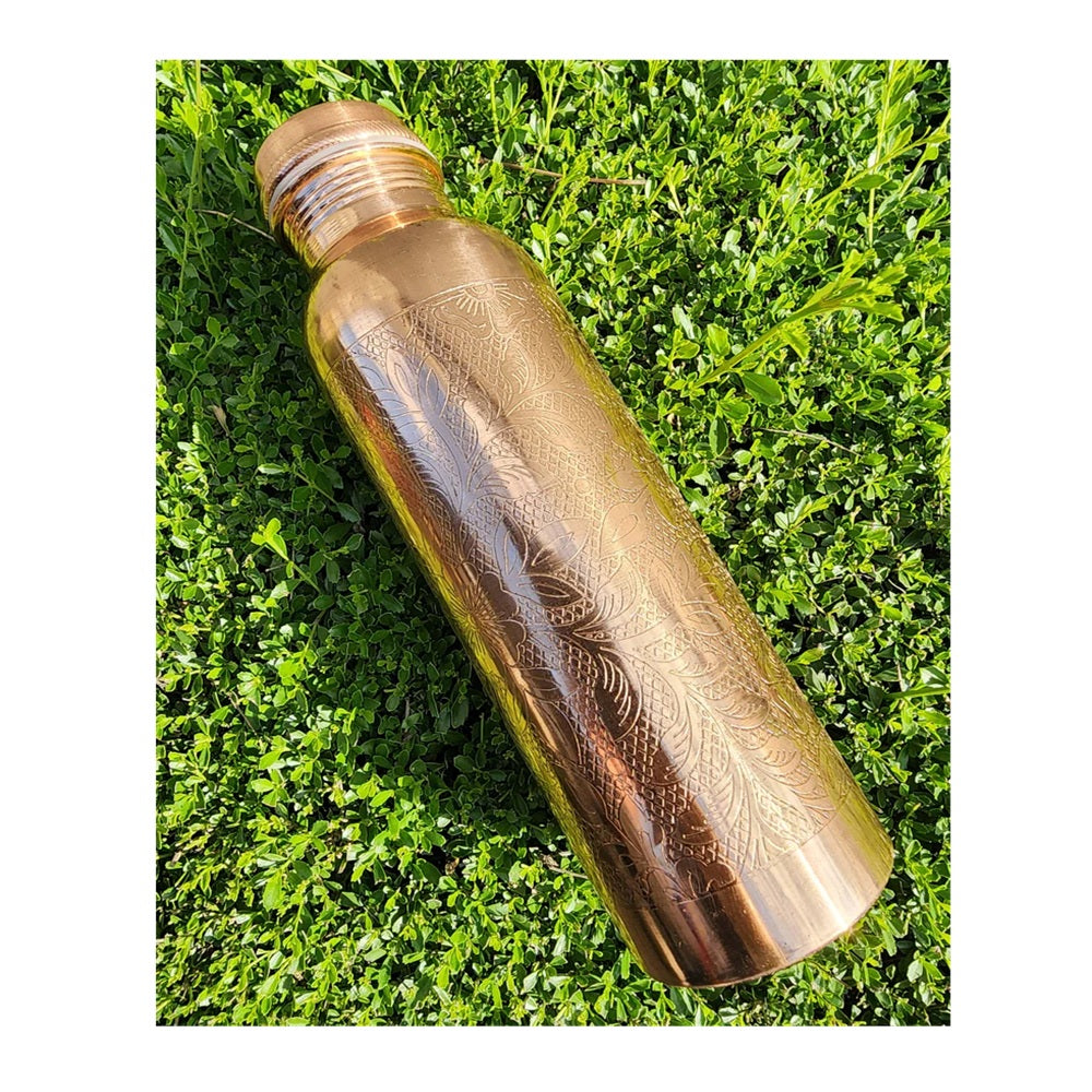 Just Copper Mirror Finish Embossed Copper Bottle 900ml