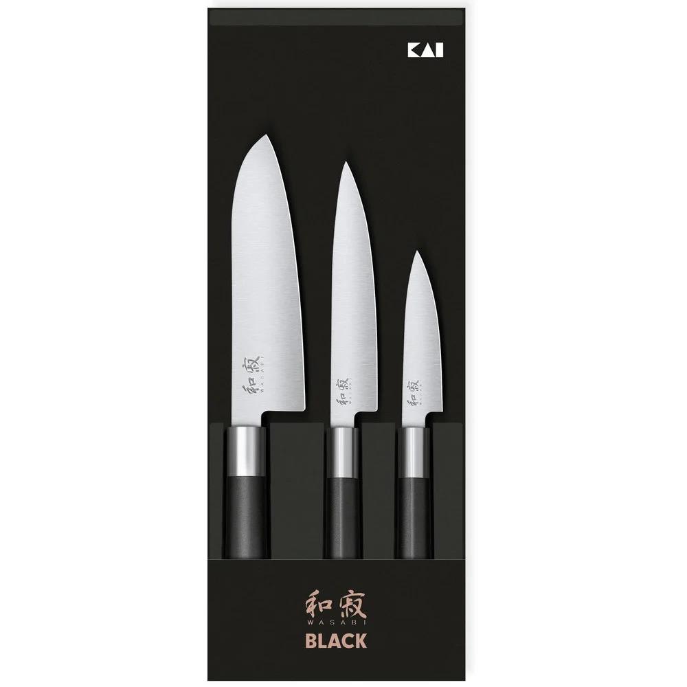 KAI Shun Wasabi Black Santoku Knife Set of 3