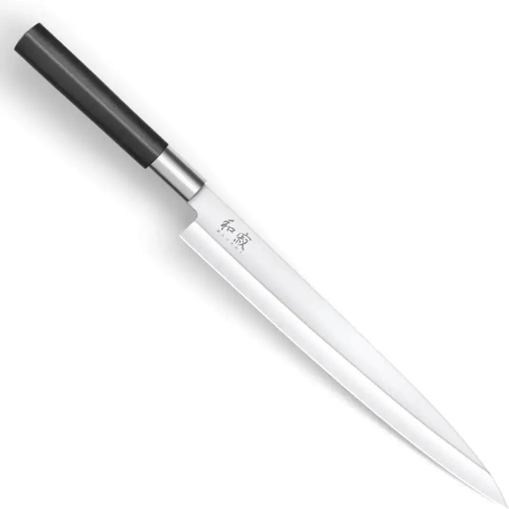 White knife with black handle on a white background