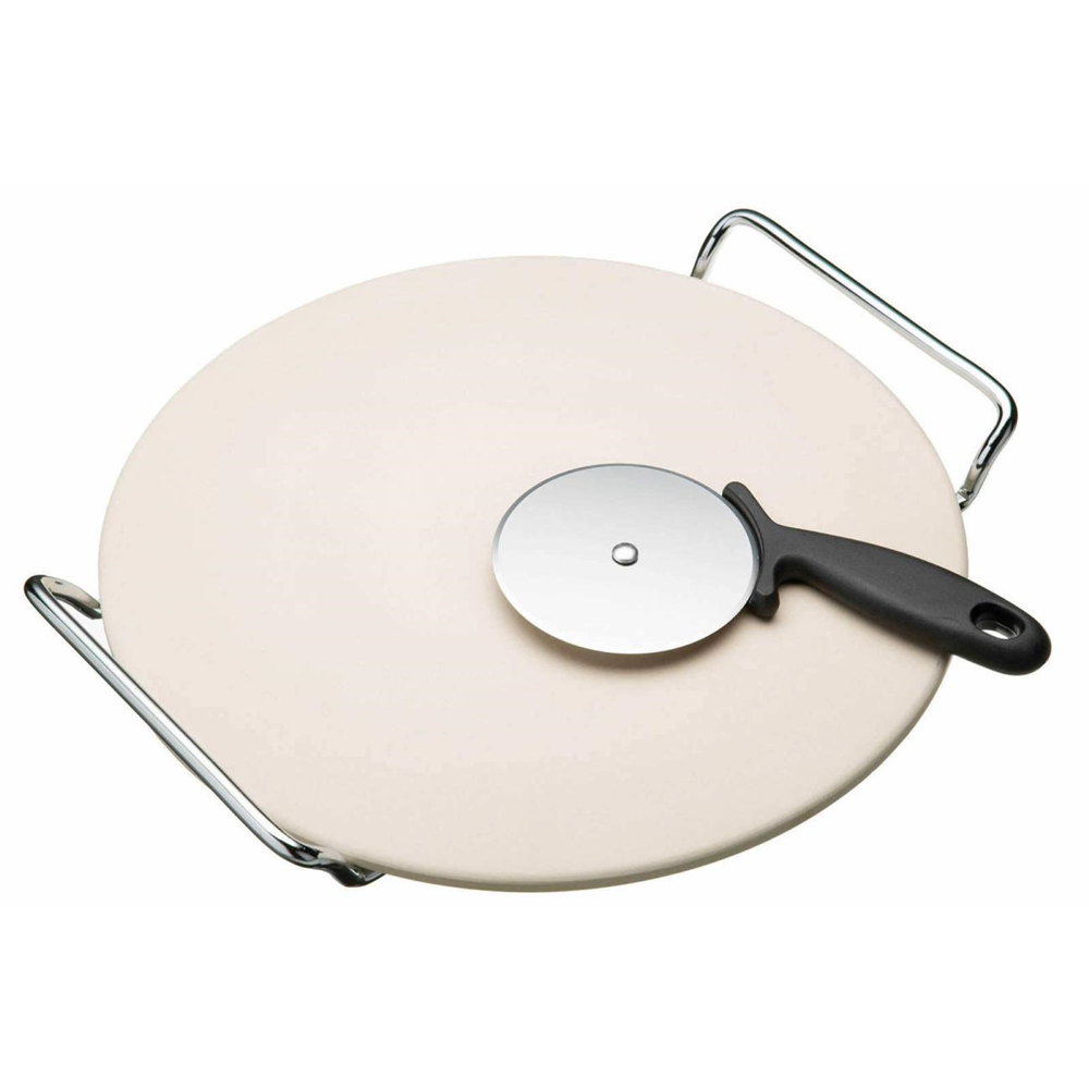 World Of Flavours Italian Pizza Stone & Cutter Set 32cm