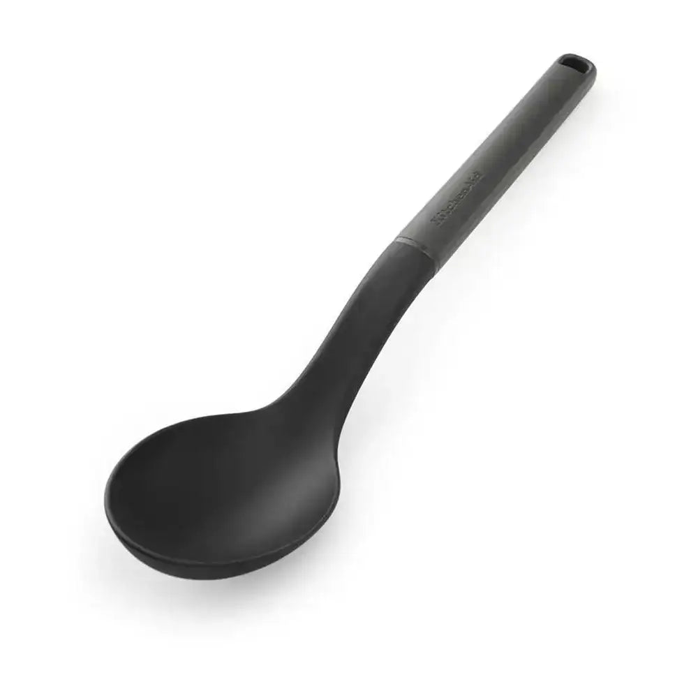 Black spoon on a white background