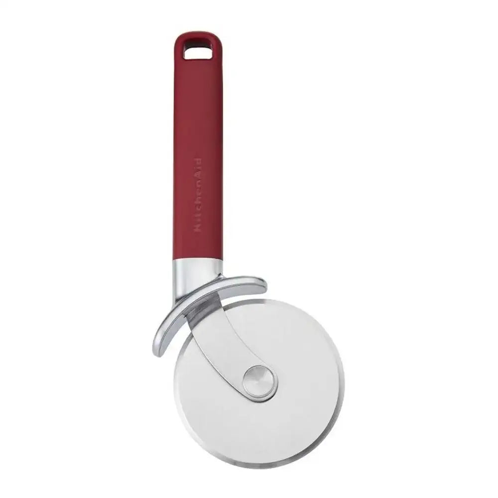 Pizza cutter with red handle on a white background