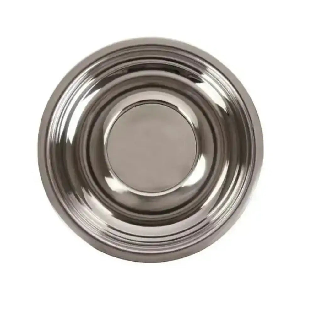 Stainless steel bowl on a white background