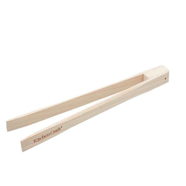 KitchenCraft Beechwood Food Tongs Magnet 25cm