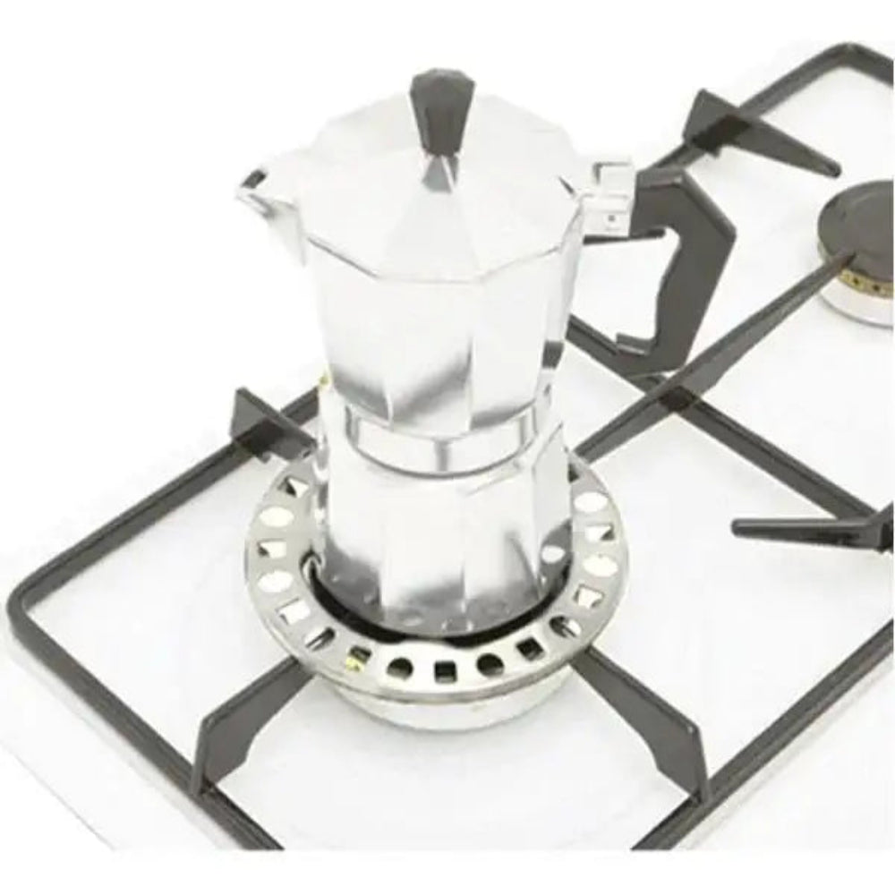 Silver coffee maker on a gas stove