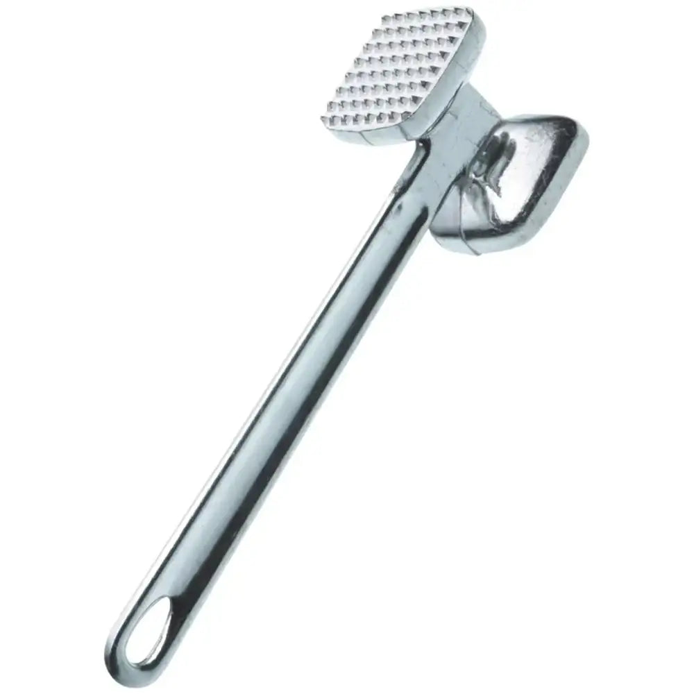 Metal meat tenderiser on a white background