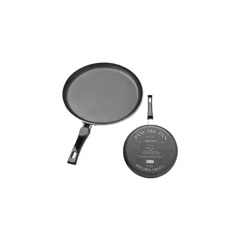 Pancake pan with handle and 'Kitchen Craft' branding on a white background