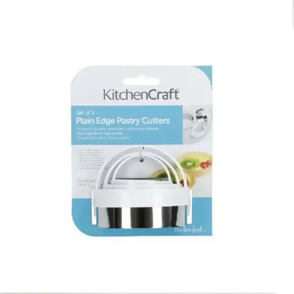 KitchenCraft plain edge pastry cutters in packaging on a white background