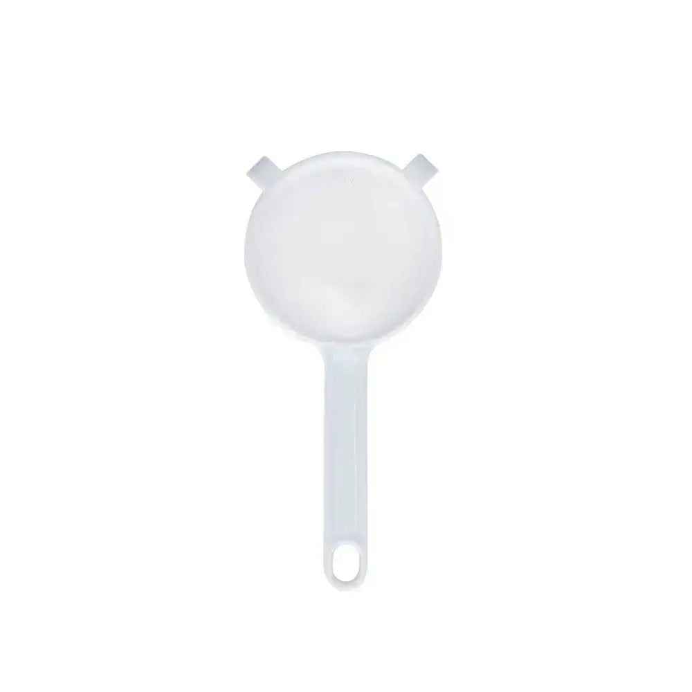 White kitchen strainer on a white background