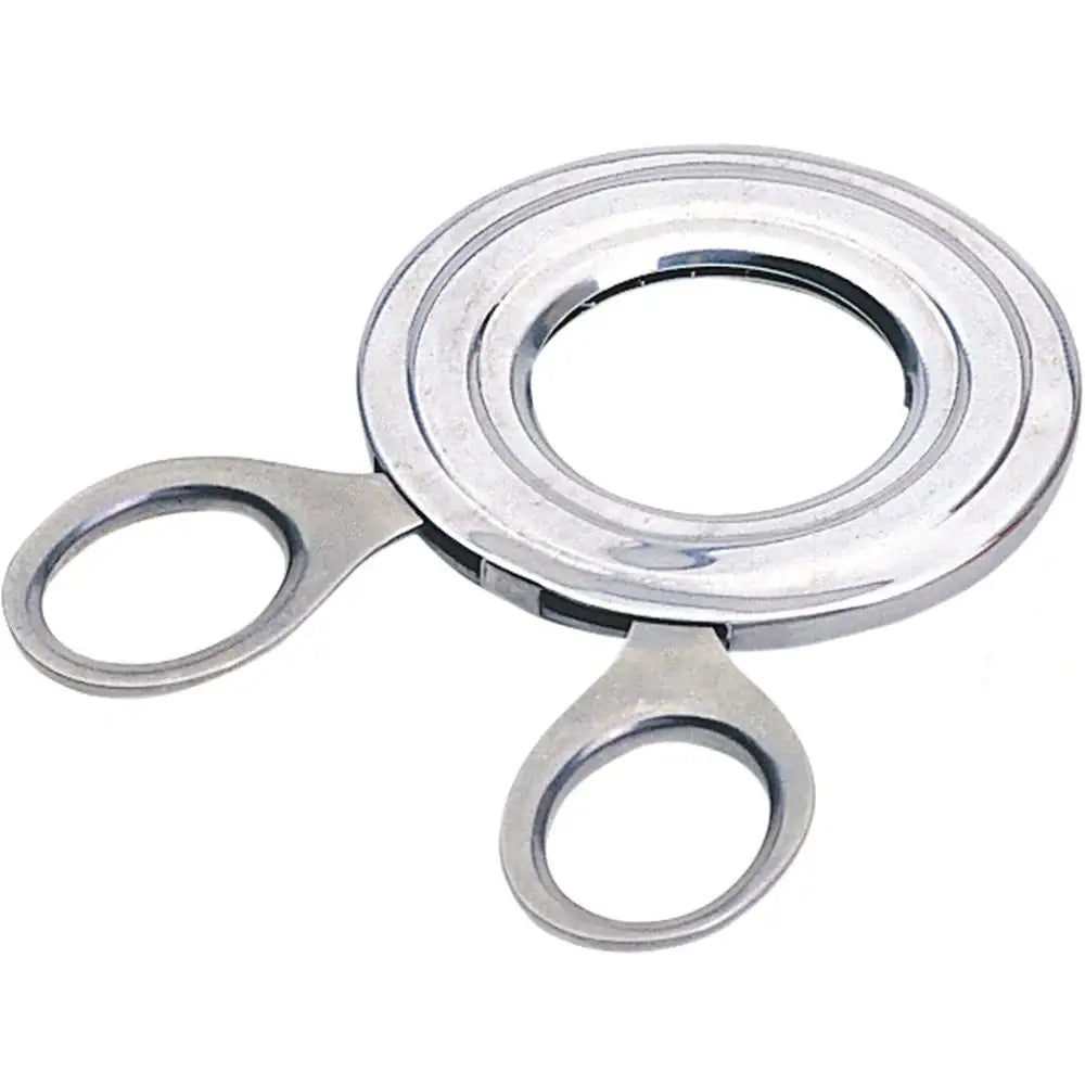 Metallic spinner toy on a white background