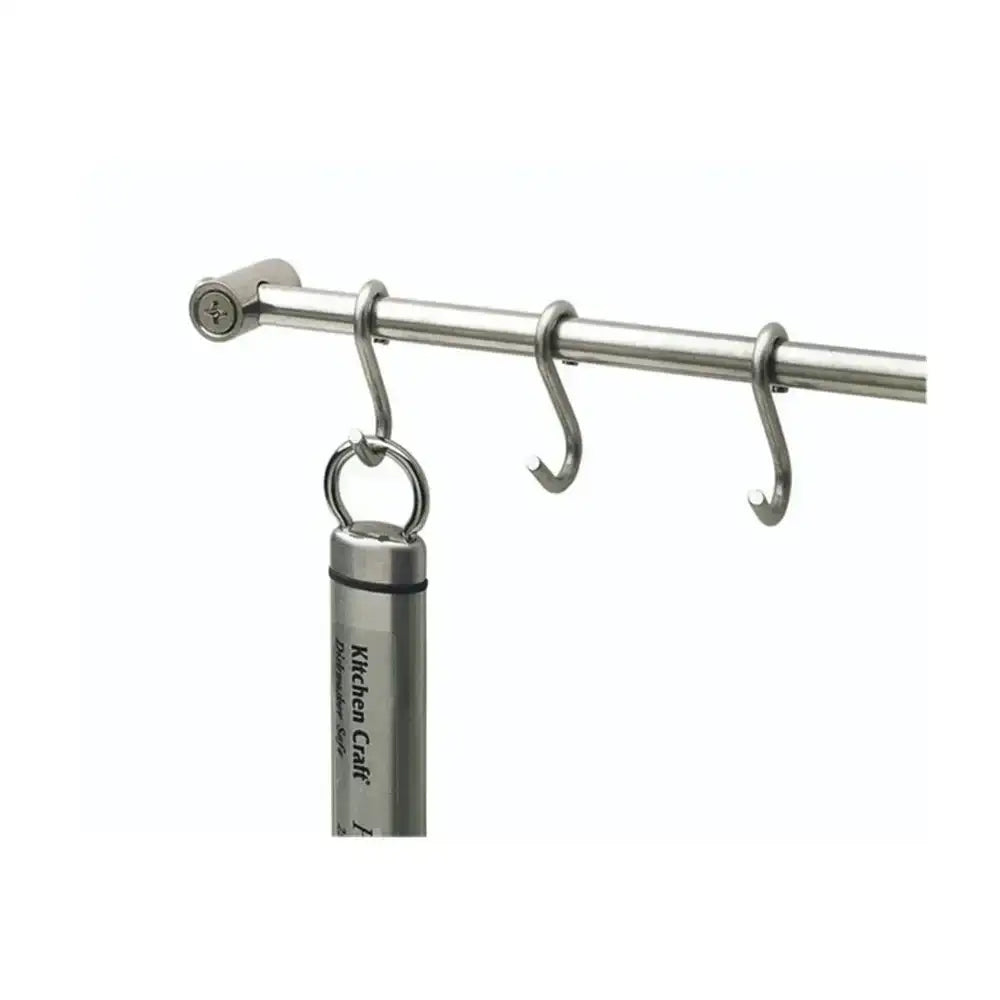 Metal rod with hooks on a white background