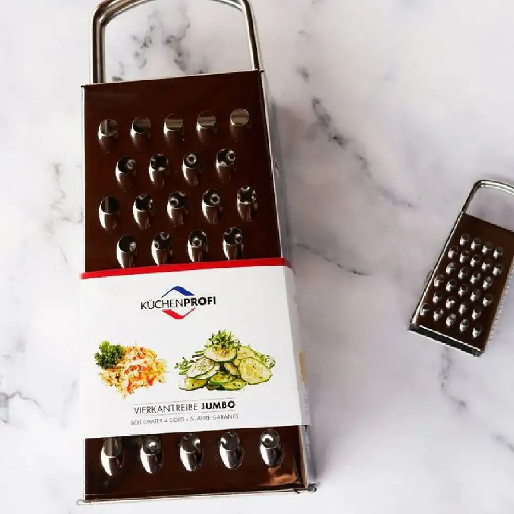Küchenprofi box grater with packaging on a marble surface