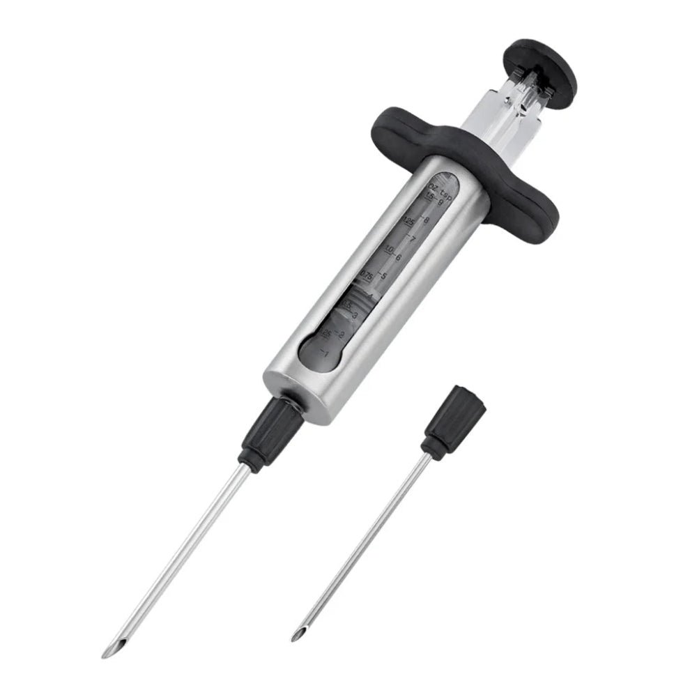 Marinade injector with a white background