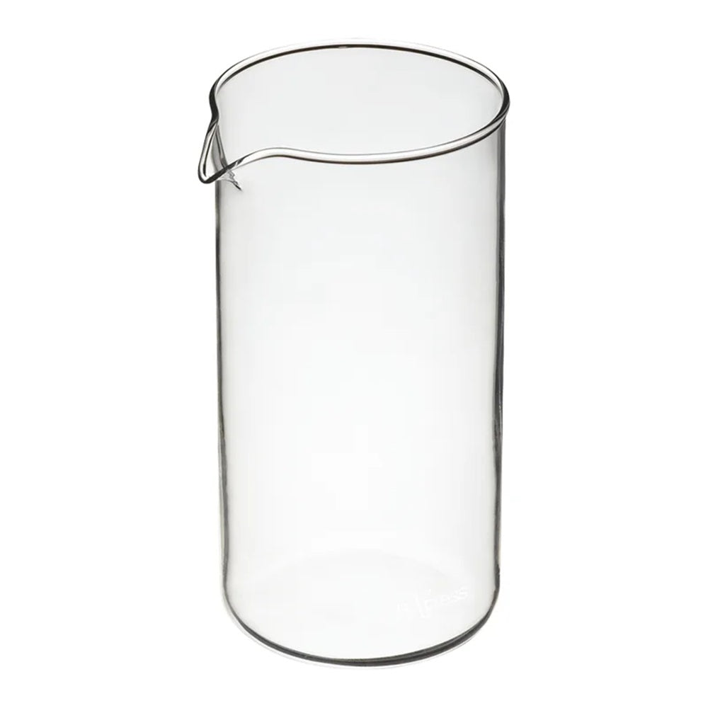 Clear glass pitcher on a white background