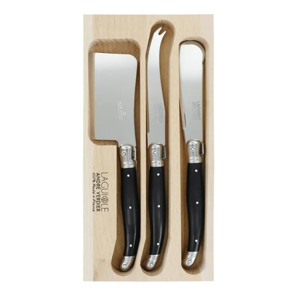 Laguiole By Andre Verdier Cheese Knife Set 3pc Black
