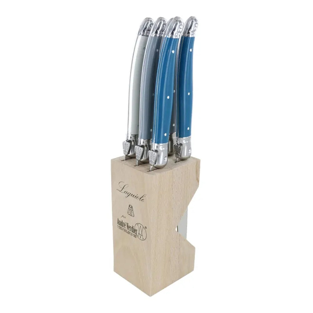 Laguiole Steak Knife Set With Stand Azure