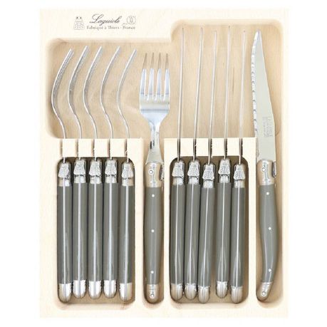 Laguiole by Andre Verdier Mole Grey Steak Knife & Fork Set 12pc