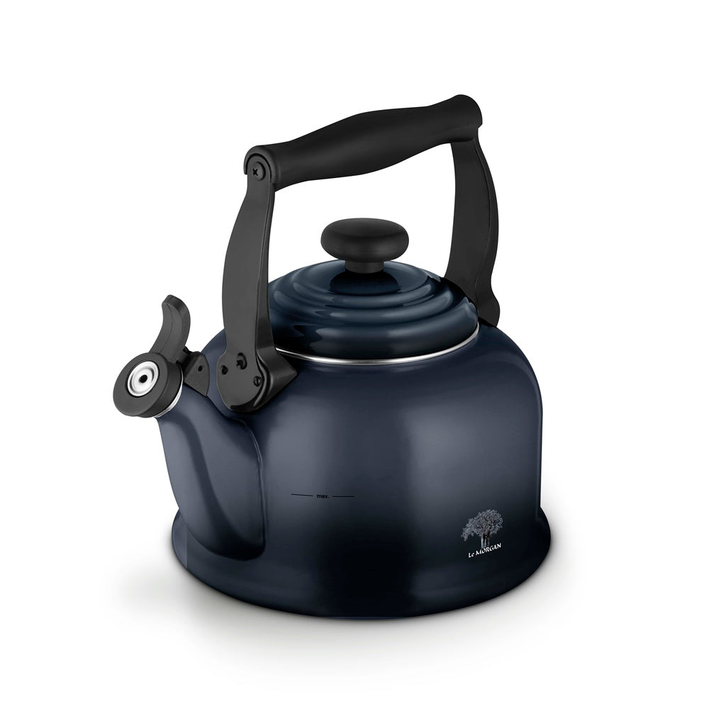 Dark grey Le Morgan kettle on a white background.