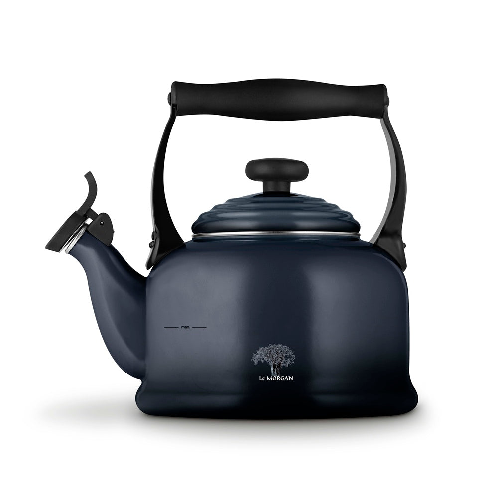 Dark grey Le Morgan kettle on a white background.