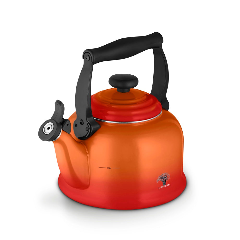 Orange Le Morgan kettle on a white background.