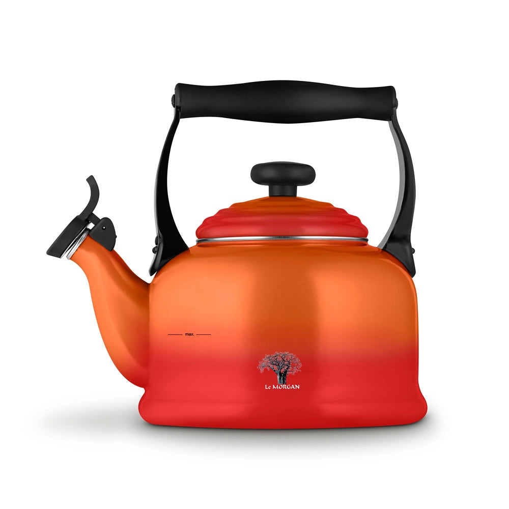 Orange Le Morgan kettle on a white background.