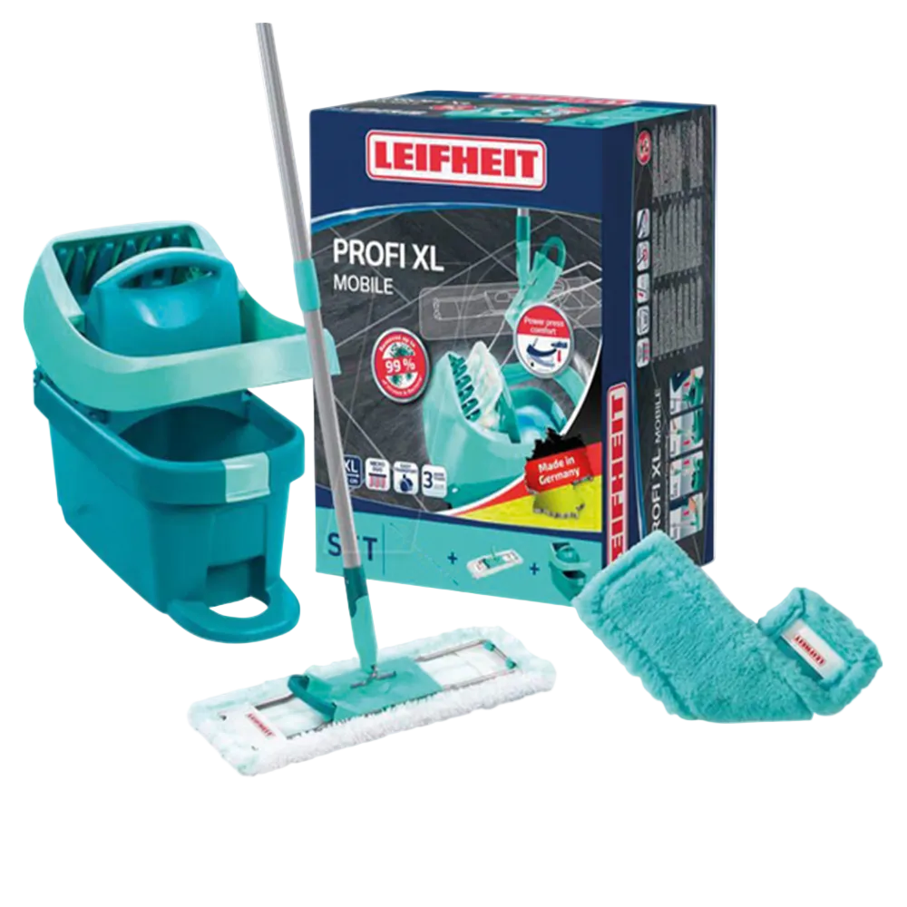 Leifheit profi XL mop and bucket set on a white background.