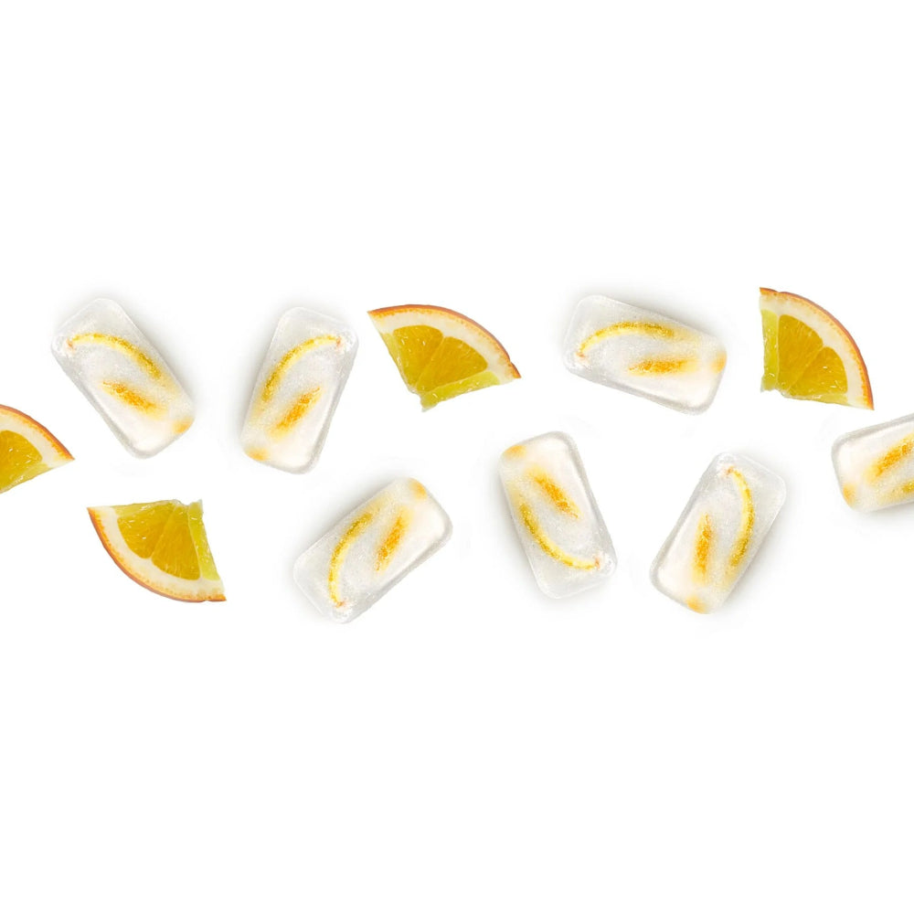 Ice cubes with lemon slices 